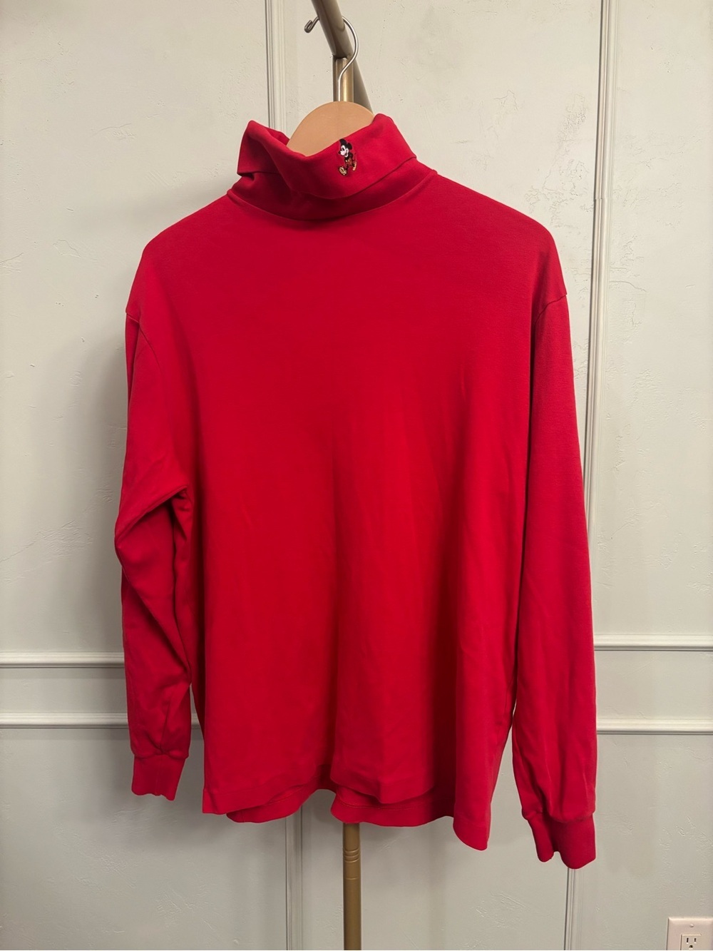 Disney Vintage Mickey Long Sleeve Red Turtleneck Embroidered Accent XL